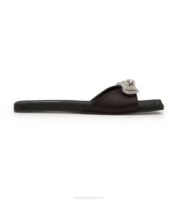 Sandalen| de Tony Bianco Frauen Esta Wohnungen schwarzer Satin 4624669